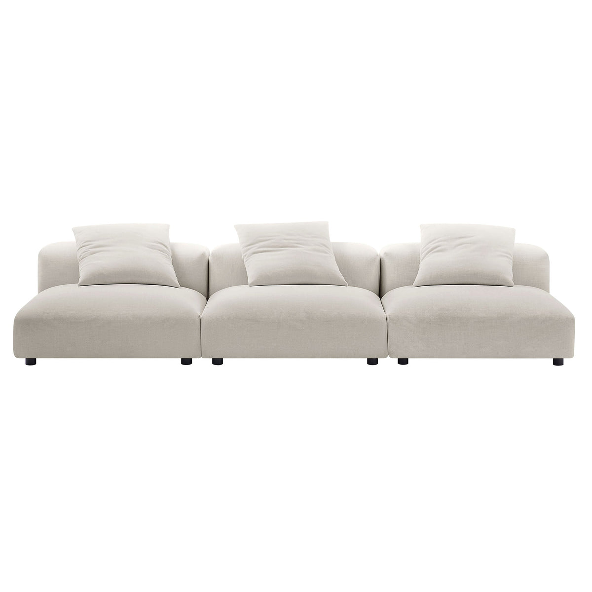 Solace 3-Piece Modular Upholstered Fabric Sofa beige with black legs three-seat configuration on Tampa Home & Garden Store