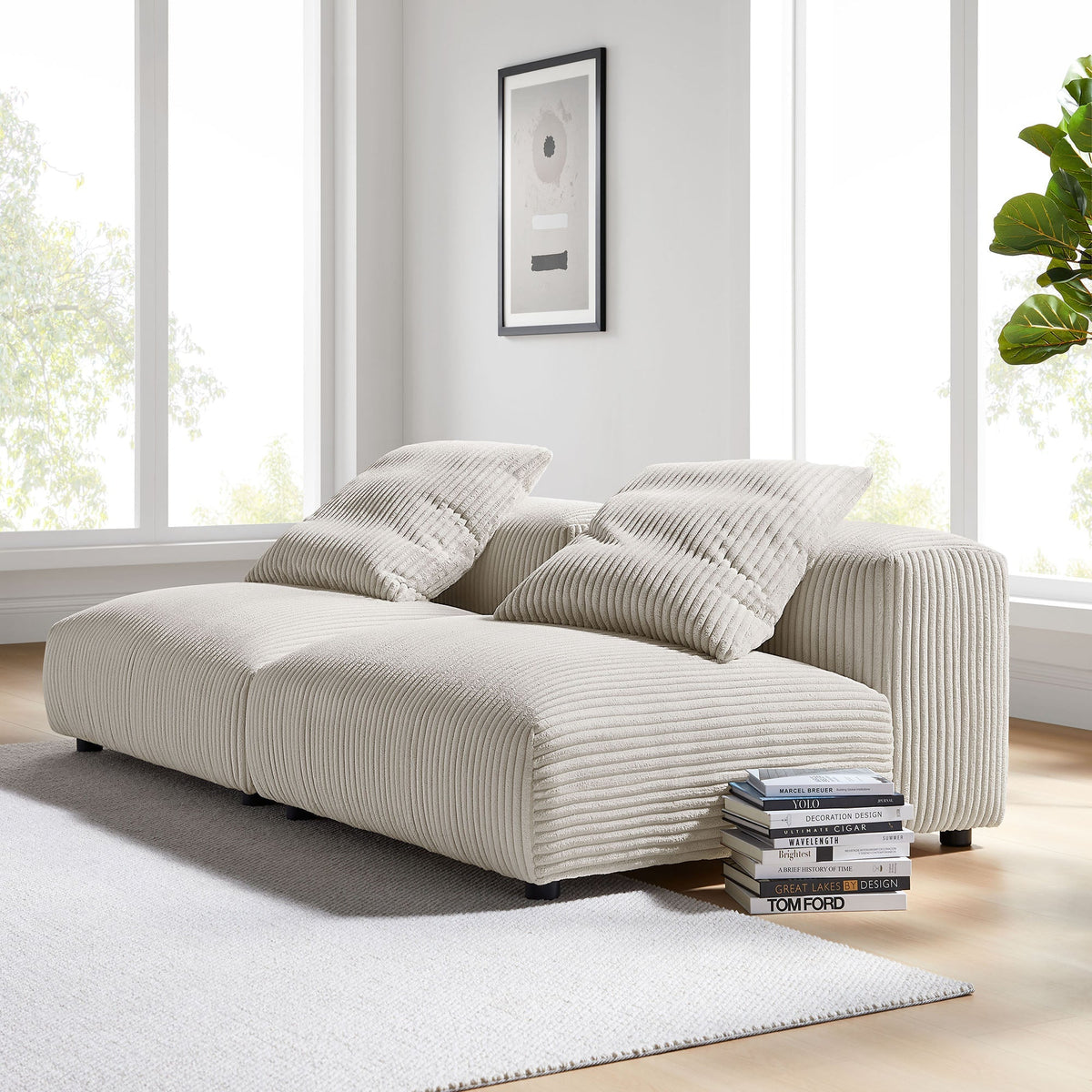 Modway 2 Piece Corduroy Modular Sofa and a Set
