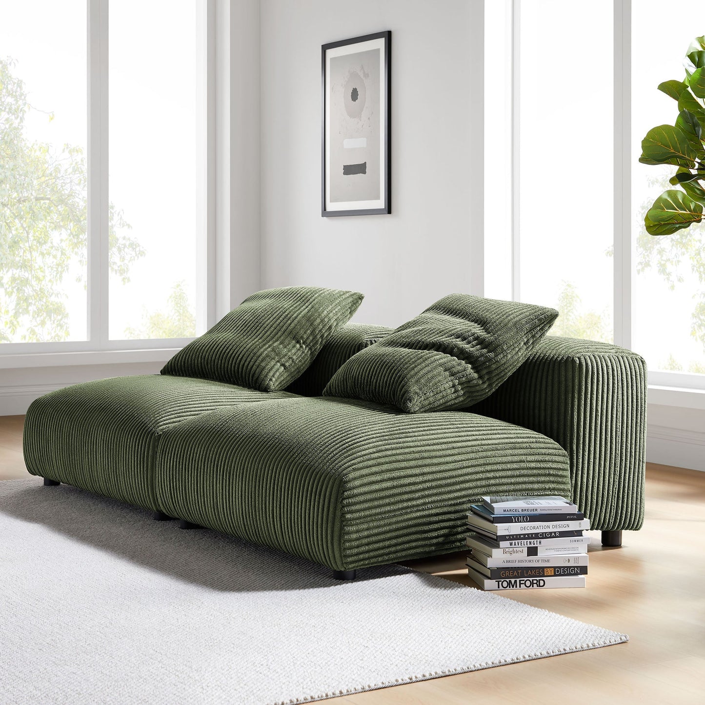 Modway 2 Piece Corduroy Modular Sofa and a Set