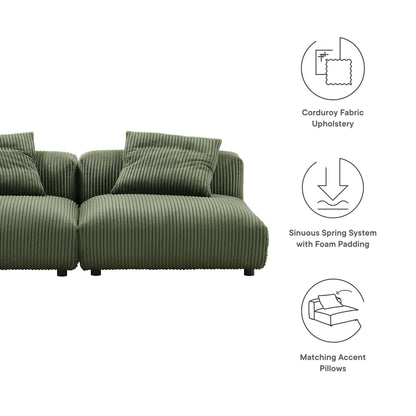 Modway 2 Piece Corduroy Modular Sofa and a Set