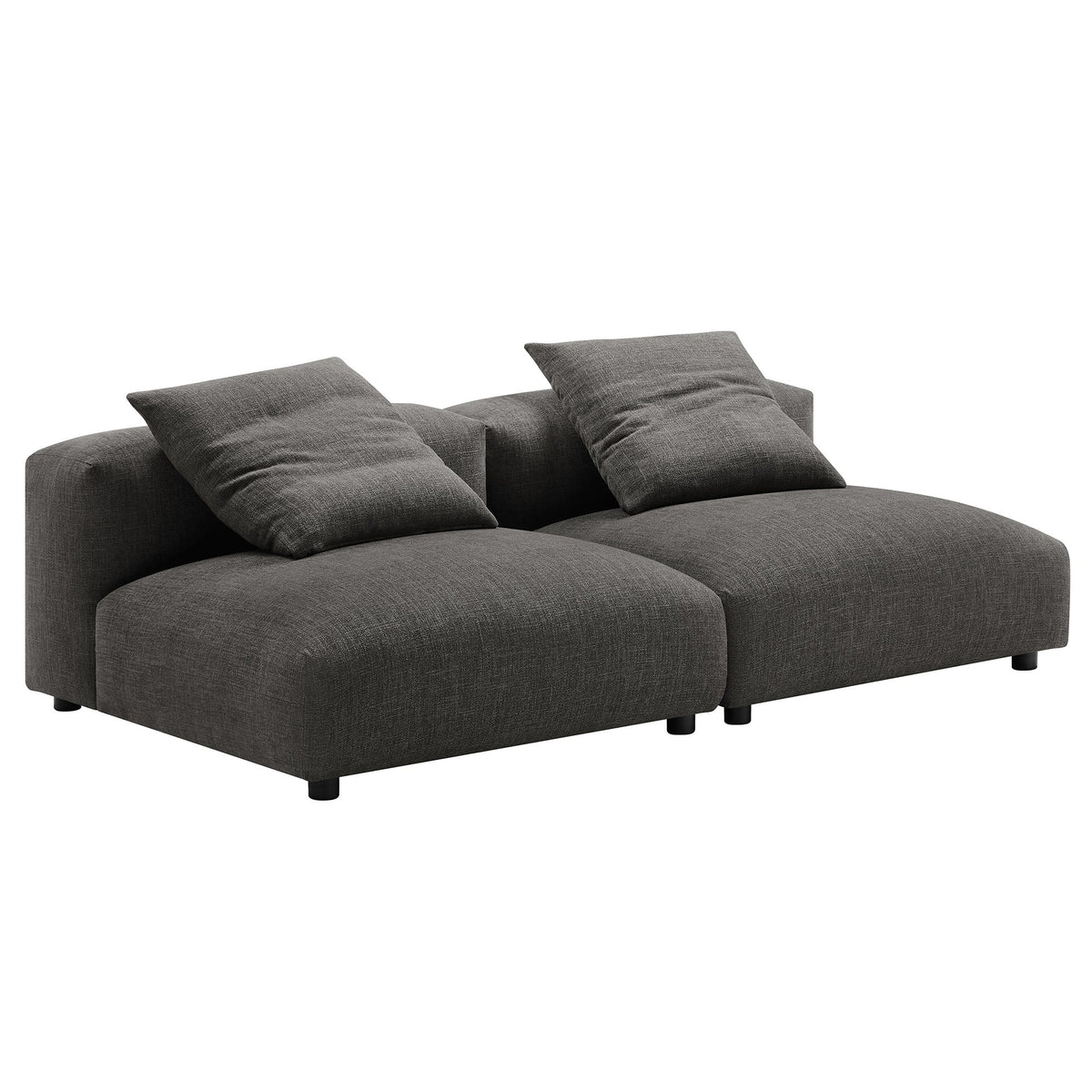 Solace 2-Piece Modular Upholstered Fabric Sofa in charcoal gray with plush cushions on Tampa Home & Garden Store