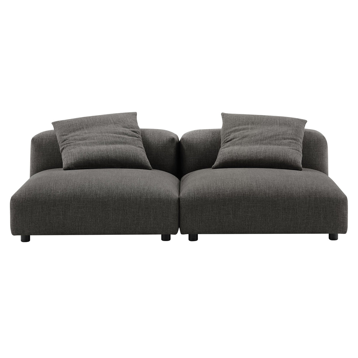 Solace 2-Piece Modular Upholstered Fabric Sofa in gray textured fabric with black legs on Tampa Home & Garden Store
