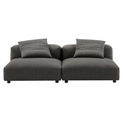 Solace 2-Piece Modular Upholstered Fabric Sofa in gray textured fabric with black legs on Tampa Home & Garden Store