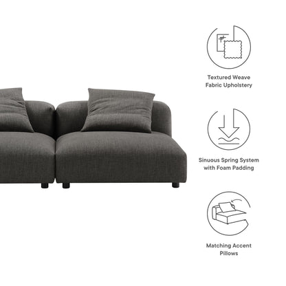 Solace 2-Piece Modular Upholstered Fabric Sofa in dark gray textured weave by Modway on Tampa Home & Garden Store