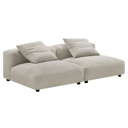Solace 2-Piece Modular Sofa beige linen with plush cushions and low legs by Modway on Tampa Home & Garden Store