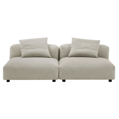 Solace 2-Piece Modular Upholstered Fabric Sofa by HouseOfZazla, beige fabric, modular sofa pair on Tampa Home & Garden Store