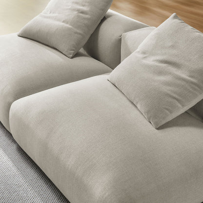Solace 2-Piece Modular Upholstered Fabric Sofa beige with plush cushions by HouseOfZazla on Tampa Home & Garden Store