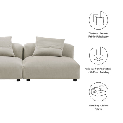 Solace 2-Piece Modular Upholstered Fabric Sofa beige fabric with plush cushions Modway on Tampa Home & Garden Store