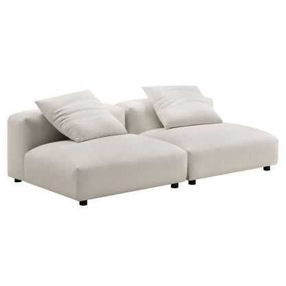 Solace 2-Piece modular upholstered fabric sofa in beige linen with plush cushions on Tampa Home & Garden Store