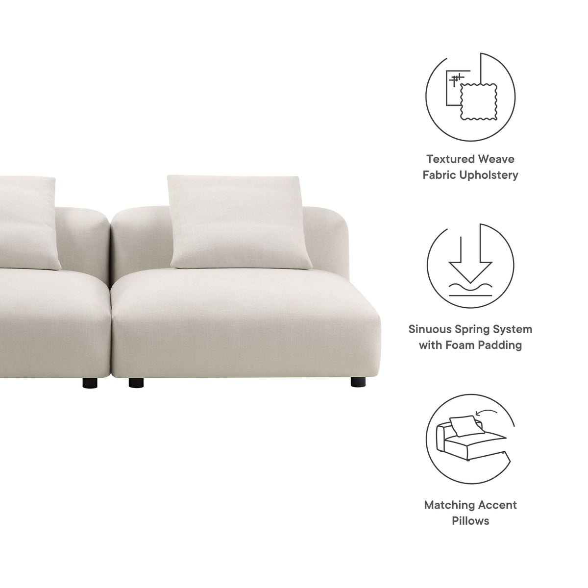 Solace 2-Piece Modular Upholstered Fabric Sofa cream beige modular seating by Modway on Tampa Home & Garden Store