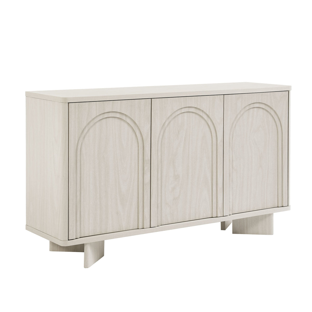 Flux Arched 3-Door Sideboard by Modway, pale wood finish with circular arched door panels on Tampa Home & Garden Store