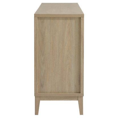 Sinya 4-Door Sideboard oak finish four-door buffet with tapered legs on Tampa Home & Garden Store
