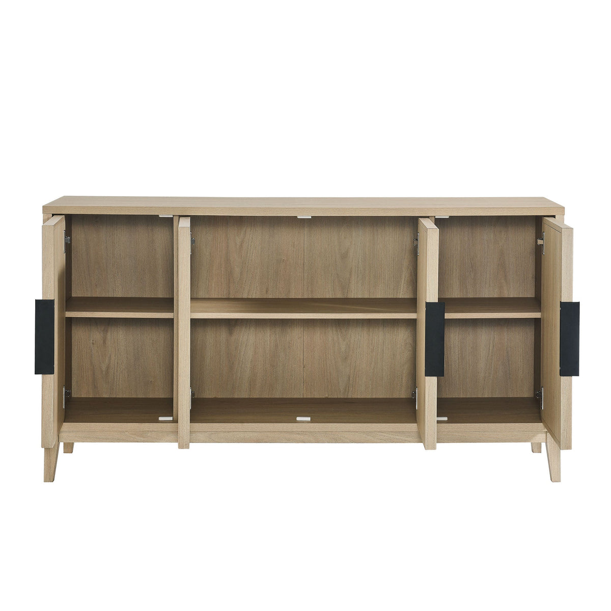 Sinya 4-Door Sideboard by Modway in natural oak finish with black metal legs, buffets on Tampa Home & Garden Store