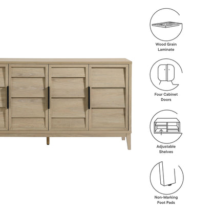 Sinya 4-Door Sideboard by Modway in light wood grain with four framed panel doors on Tampa Home & Garden Store