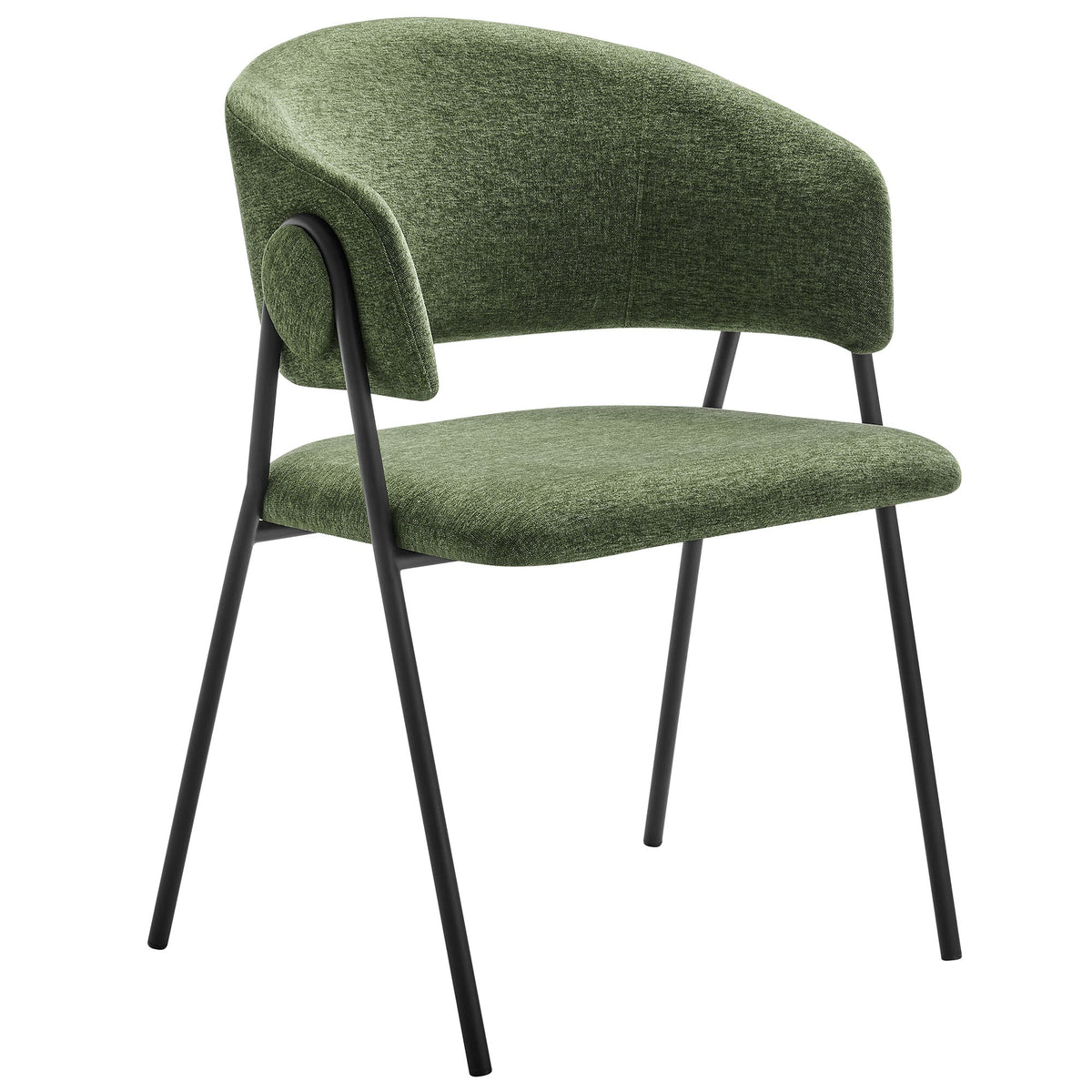 Nella upholstered dining chairs set of 2 in heathered green chenille with black legs by Modway on Tampa Home & Garden Store