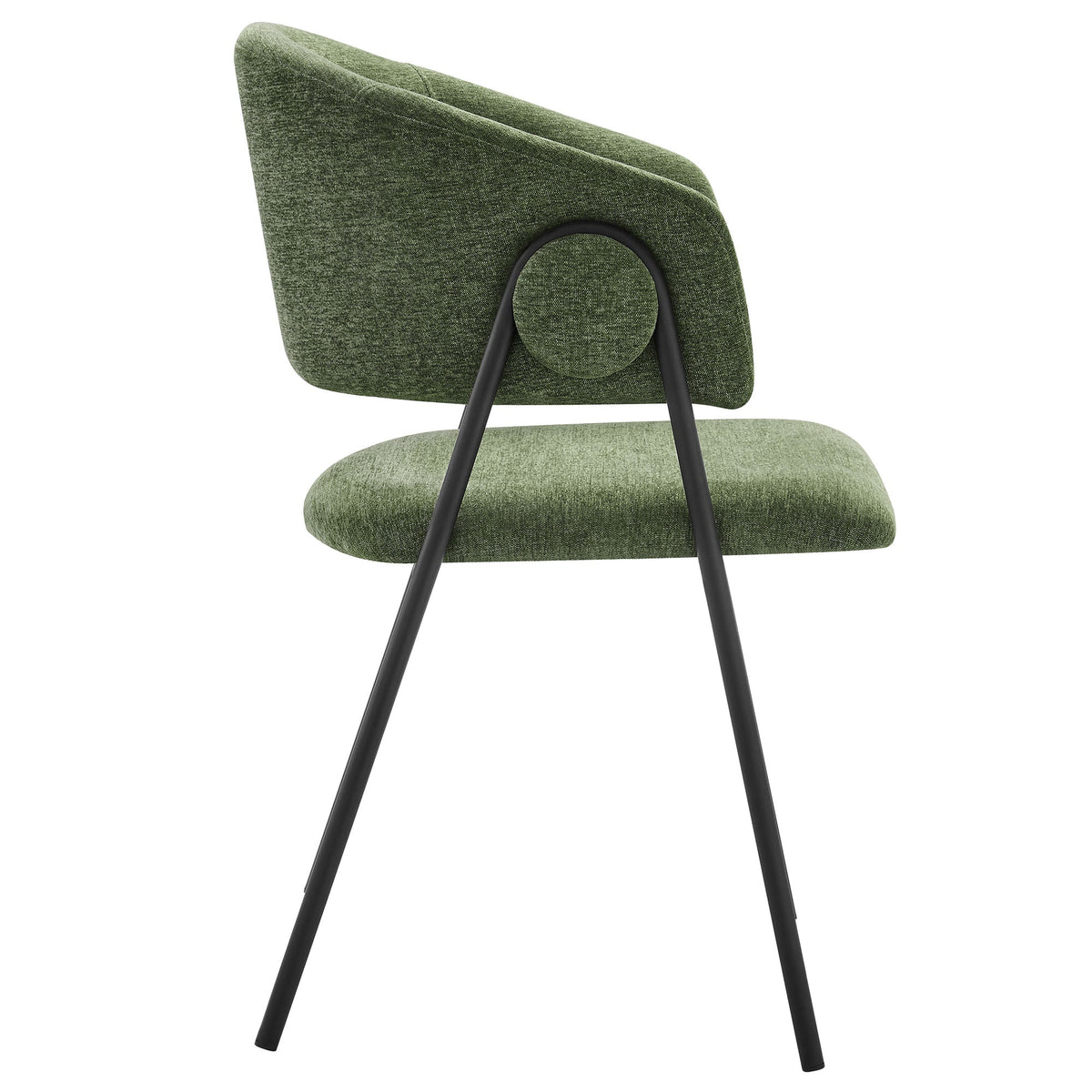 Nella Upholstered Heathered Chenille Dining Chairs set of 2 in green with black metal legs on Tampa Home & Garden Store