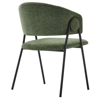 Nella upholstered dining chairs set of 2 in heathered chenille green with black legs by Modway on Tampa Home & Garden Store