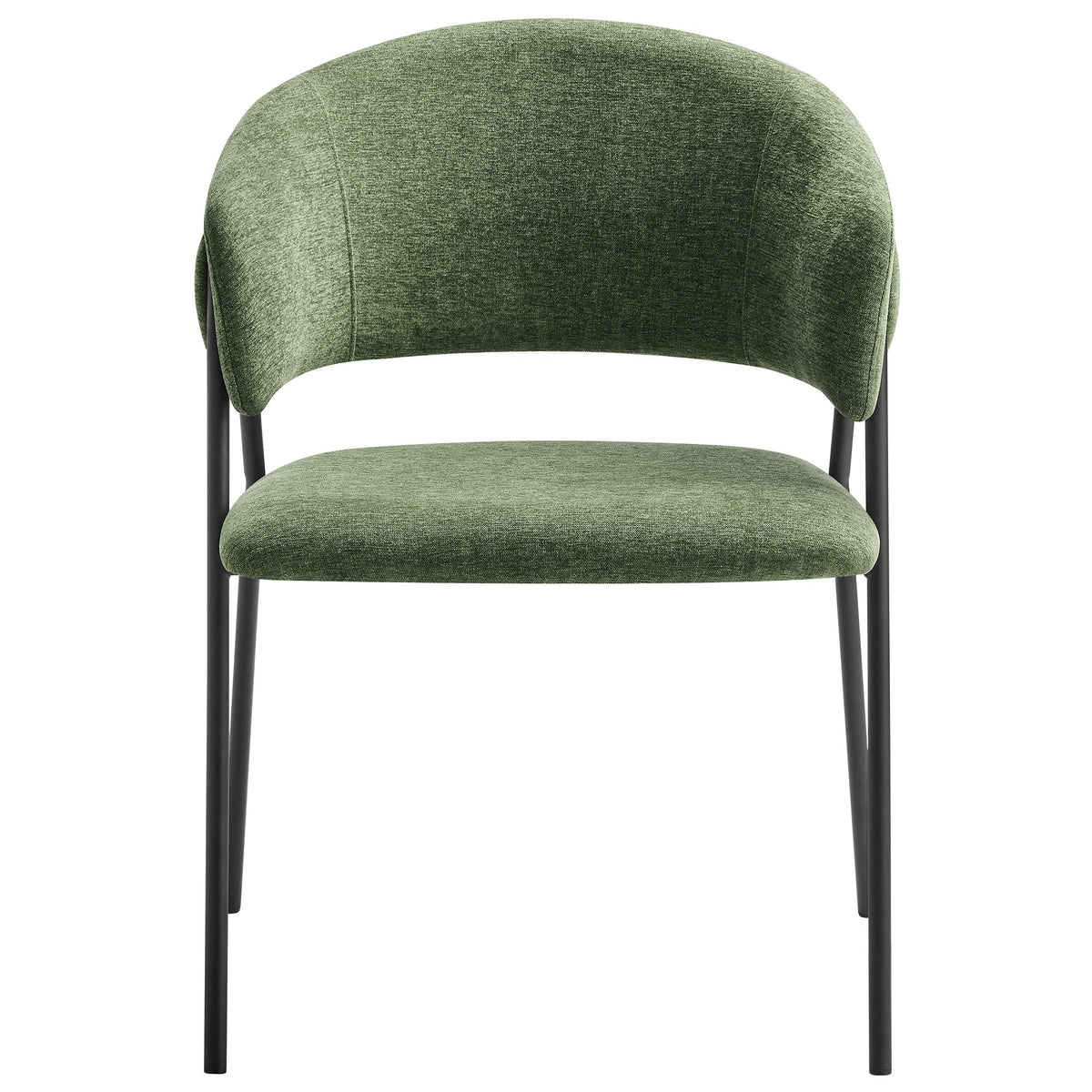 Nella Heathered Chenille Dining Chairs set of 2 green with curved backs and black legs Modway on Tampa Home & Garden Store