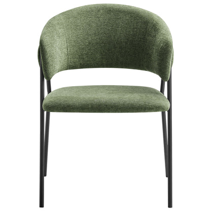 Nella Heathered Chenille Dining Chairs set of 2 green with curved backs and black legs Modway on Tampa Home & Garden Store