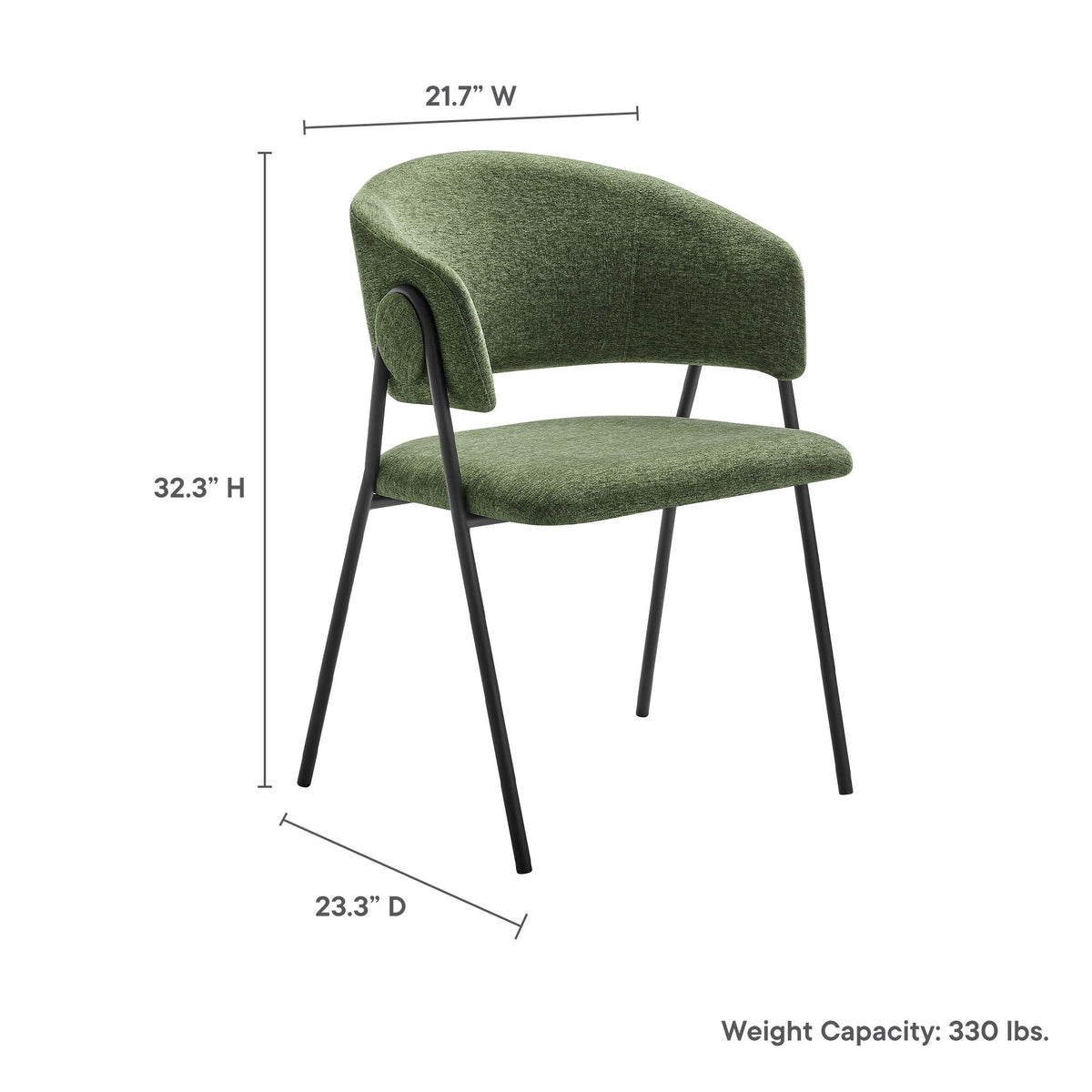 Nella upholstered dining chairs set of 2 green heathered chenille by Modway on Tampa Home & Garden Store