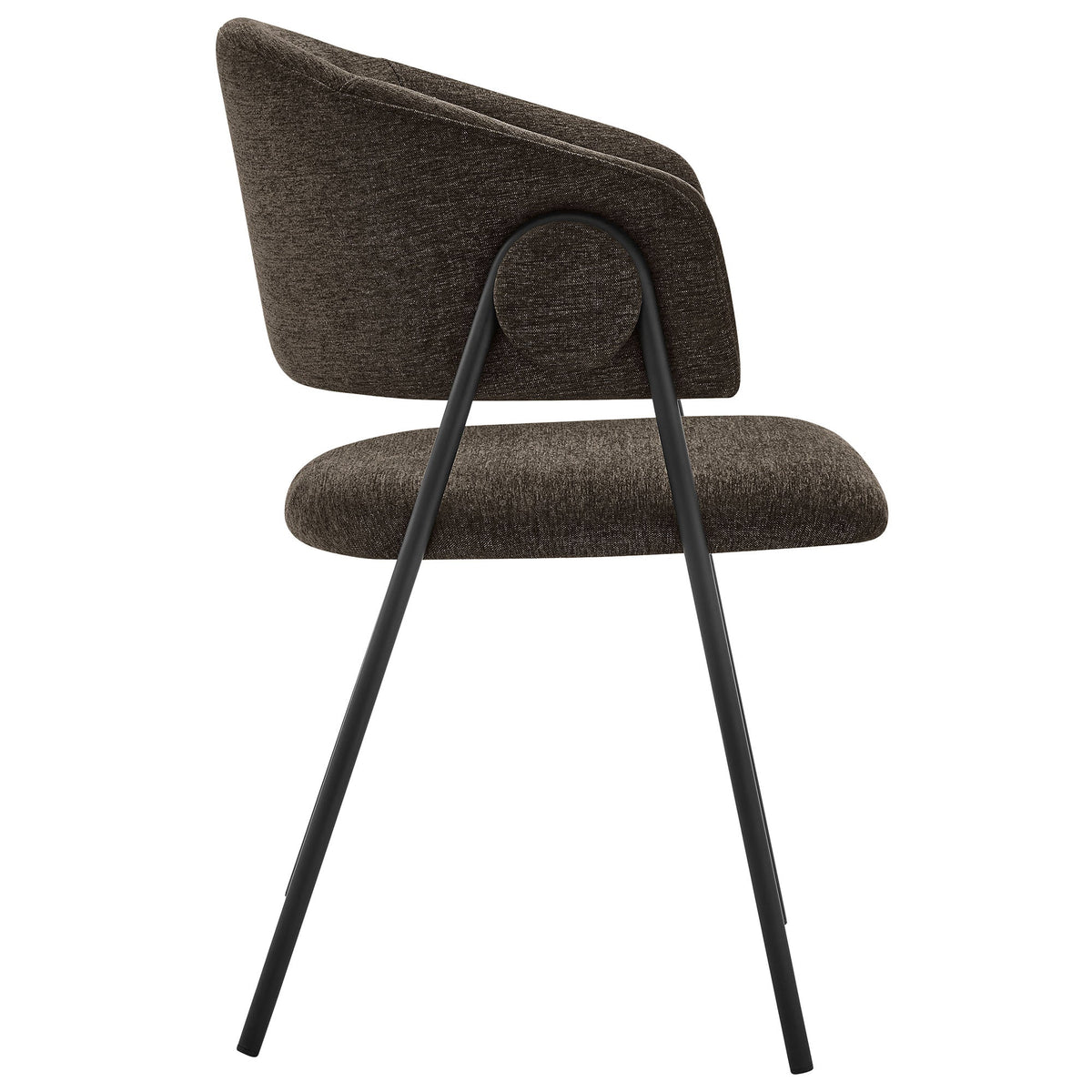 Nella Upholstered Dining Chairs set of 2 in brown heathered chenille with black metal legs on Tampa Home & Garden Store