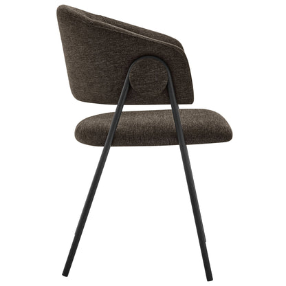 Nella Upholstered Dining Chairs set of 2 in brown heathered chenille with black metal legs on Tampa Home & Garden Store