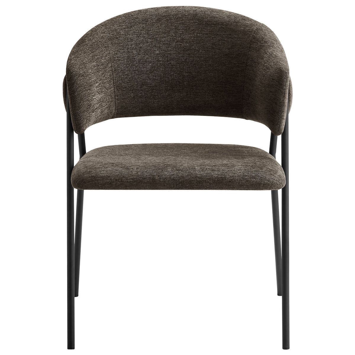 Nella upholstered dining chairs, set of 2 in heathered brown chenille with black metal legs on Tampa Home & Garden Store