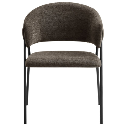 Nella upholstered dining chairs, set of 2 in heathered brown chenille with black metal legs on Tampa Home & Garden Store