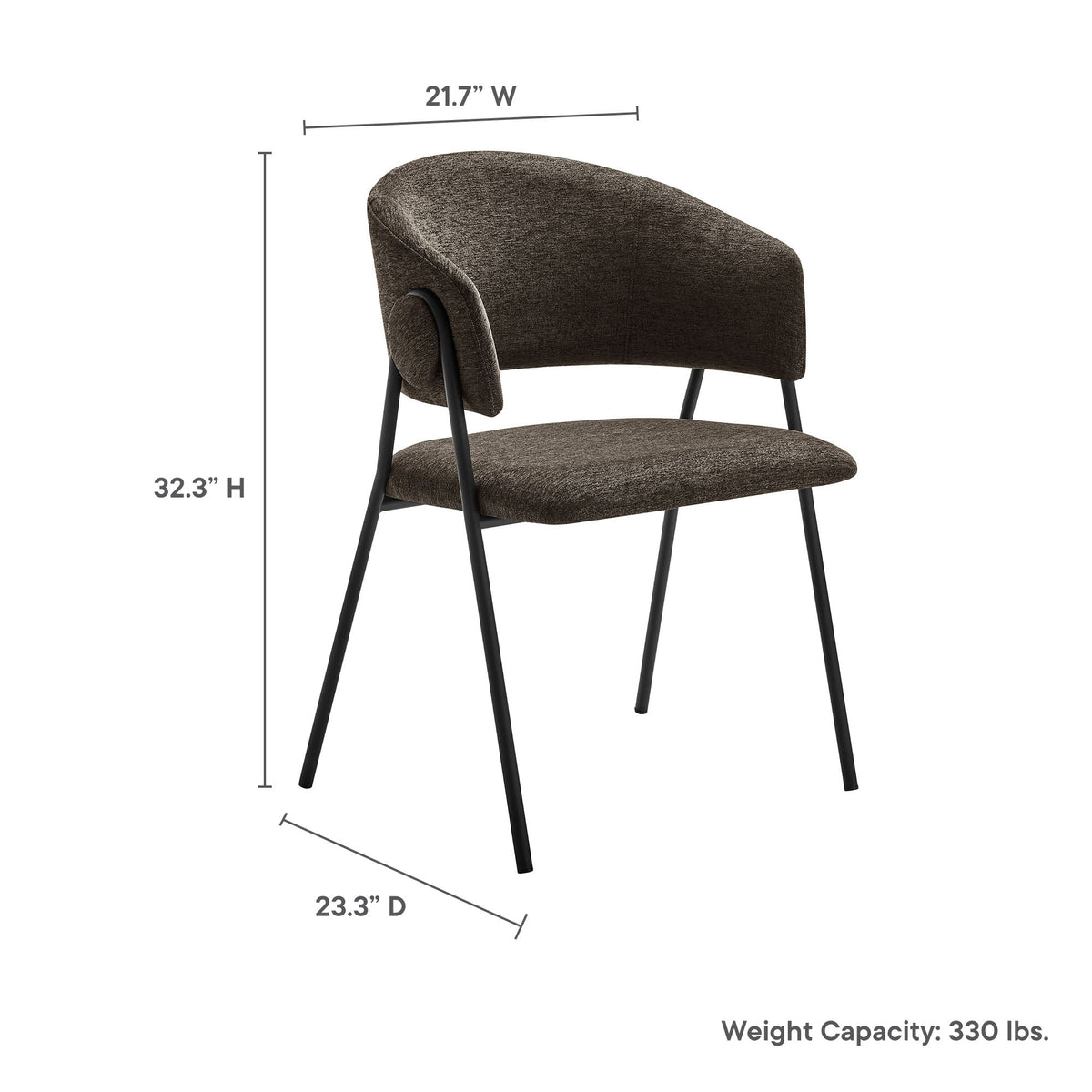 Nella heathered chenille dining chairs set of 2 brown with black metal legs on Tampa Home & Garden Store
