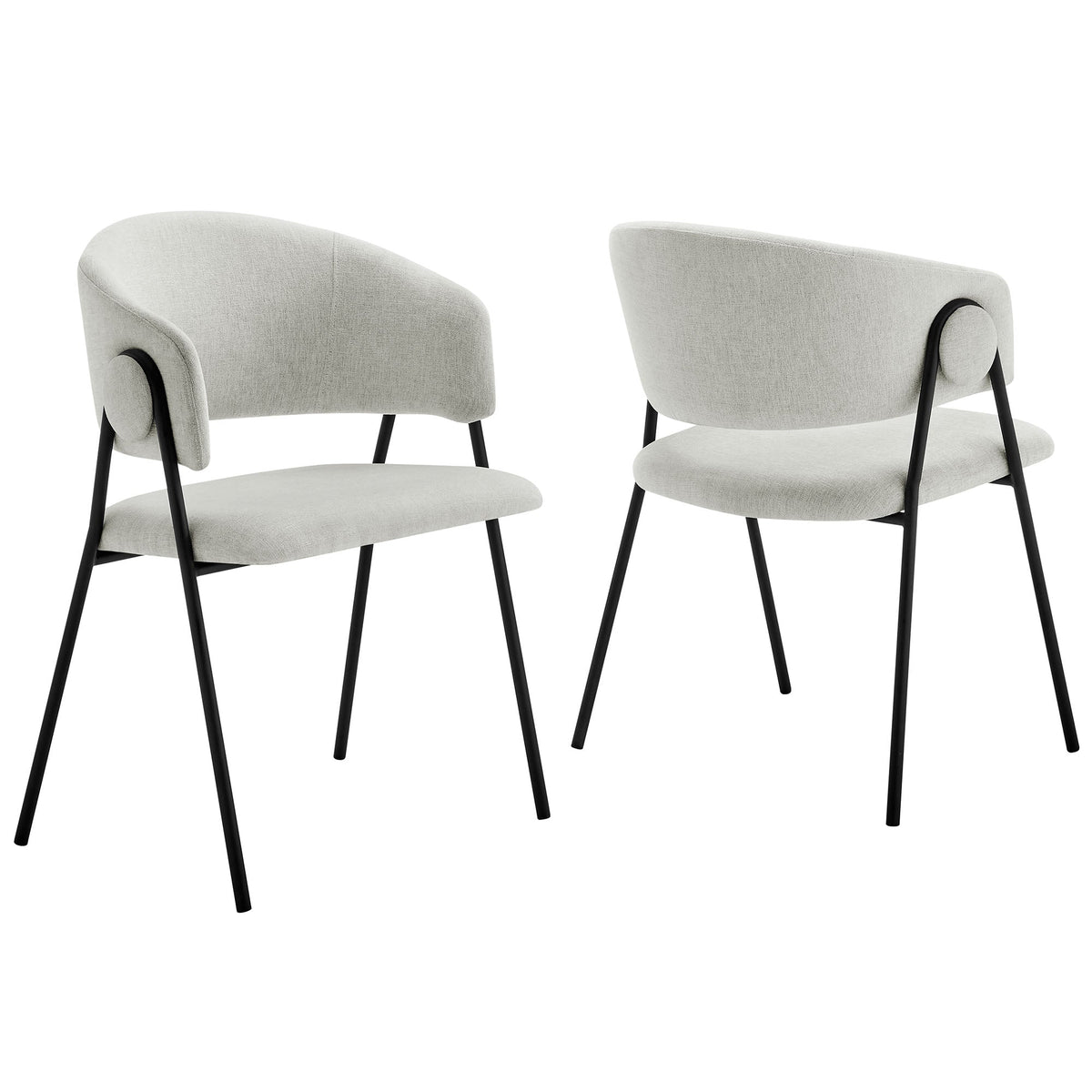 Nella Upholstered Chenille Dining Chairs set of 2 in light gray with black metal legs on Tampa Home & Garden Store