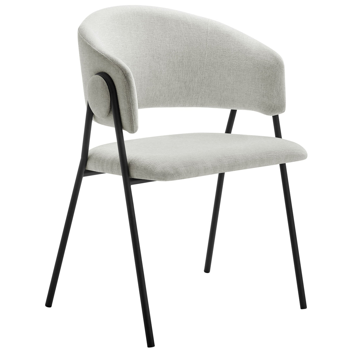 Nella upholstered dining chairs set of 2 in heathered chenille light gray with black metal legs on Tampa Home & Garden Store