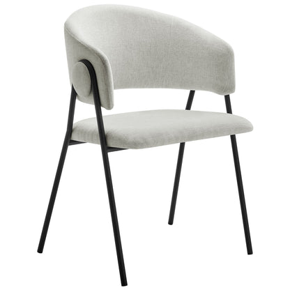 Nella upholstered dining chairs set of 2 in heathered chenille light gray with black metal legs on Tampa Home & Garden Store