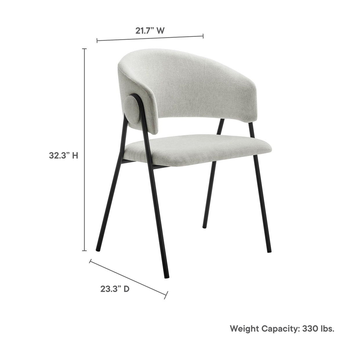 Nella Upholstered Heathered Chenille Dining Chairs set of 2 in gray with black metal legs on Tampa Home & Garden Store