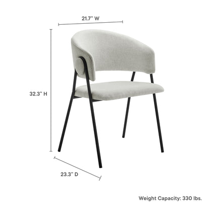 Nella Upholstered Heathered Chenille Dining Chairs set of 2 in gray with black metal legs on Tampa Home & Garden Store