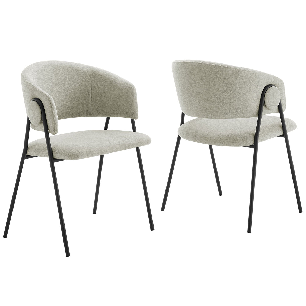 Nella upholstered heathered chenille dining chairs set of 2 with tan fabric and black legs on Tampa Home & Garden Store