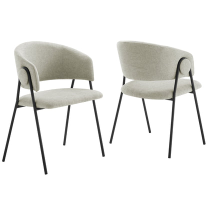 Nella upholstered heathered chenille dining chairs set of 2 with tan fabric and black legs on Tampa Home & Garden Store