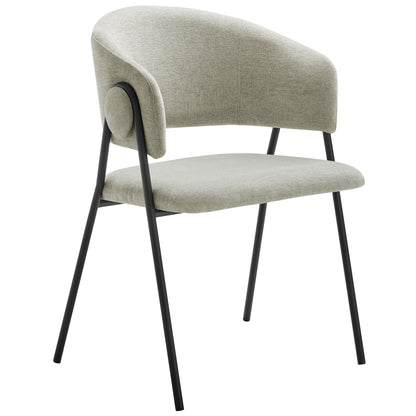 Nella Upholstered Heathered Chenille Dining Chairs set of 2 beige with black legs HouseOfZazla on Tampa Home & Garden Store