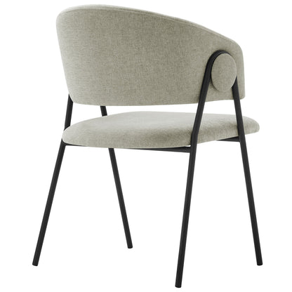 Nella upholstered heathered chenille dining chairs set of 2 beige with black legs Modway on Tampa Home & Garden Store