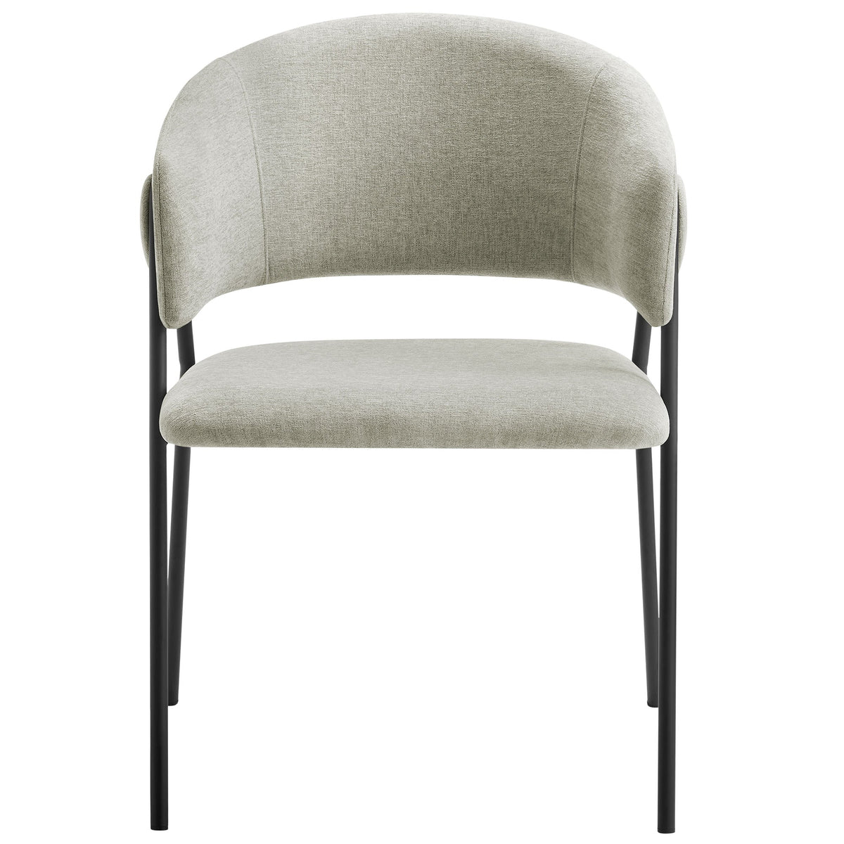 Nella Upholstered Heathered Chenille Dining Chairs 2, light gray fabric with black metal legs on Tampa Home & Garden Store