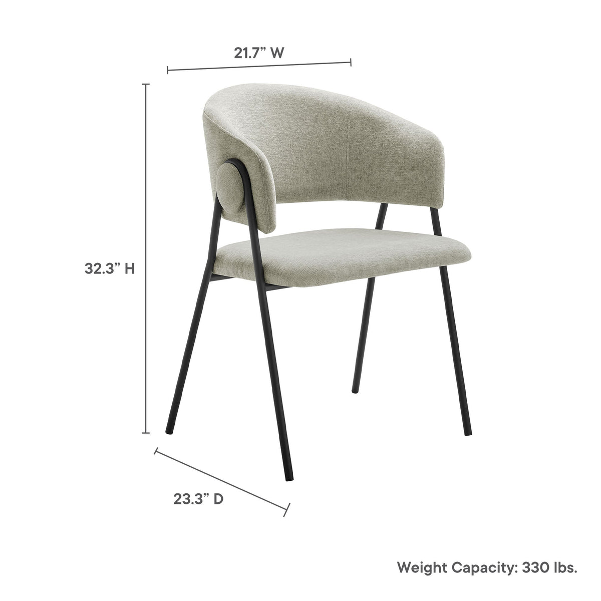 Nella upholstered dining chairs set of 2 in heathered chenille gray fabric with black legs on Tampa Home & Garden Store