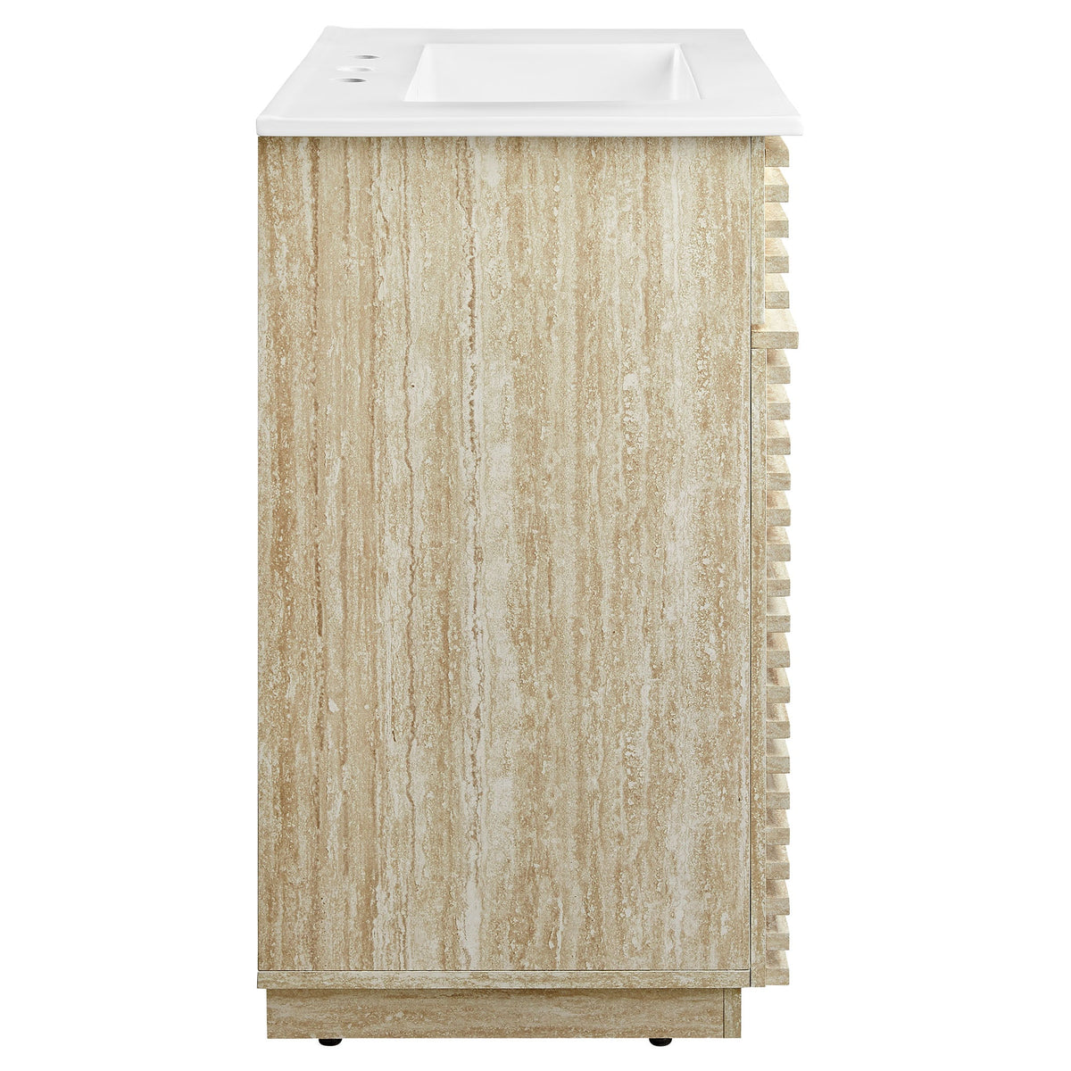 Render 30in bathroom vanity with sink, beige stone cabinet, white top by HouseOfZazla on Tampa Home & Garden Store