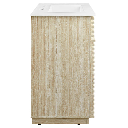 Render 30in bathroom vanity with sink, beige stone cabinet, white top by HouseOfZazla on Tampa Home & Garden Store