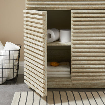 Render 30in bathroom vanity with sink Modway beige slatted cabinet storage and two rolls on Tampa Home & Garden Store