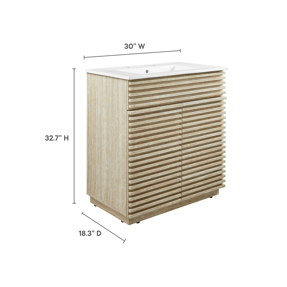30-inch bathroom vanity with sink featuring natural slatted wood cabinet by Modway on Tampa Home & Garden Store