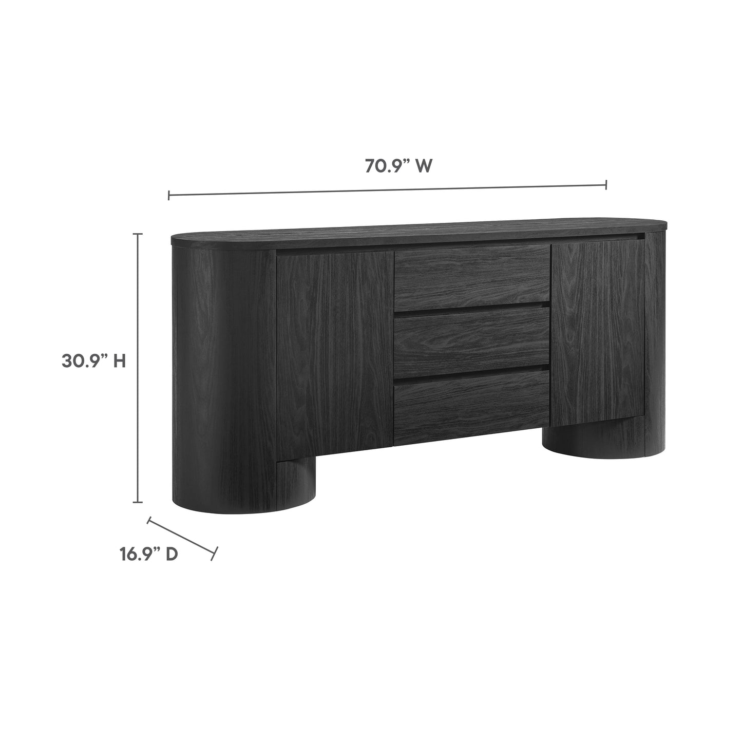 Duval 71 Inch Rounded Sideboard Cabinet by Modway
