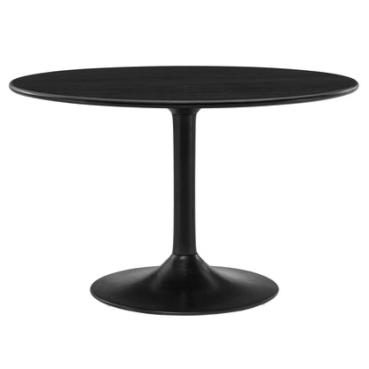 Lippa 48in round solid wood dining table black finish with pedestal base on Tampa Home & Garden Store