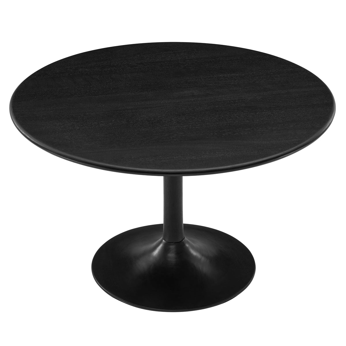 Lippa 48in round solid wood dining table black finish with pedestal base on Tampa Home & Garden Store