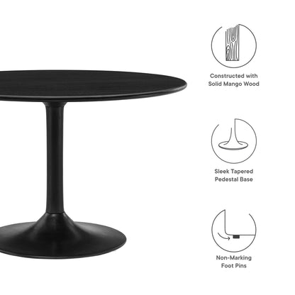 Lippa 48in mango wood dining table in black with sleek tapered pedestal base by Modway on Tampa Home & Garden Store