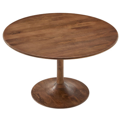 Lippa 48-inch round solid wood dining table by Modway, warm brown finish, pedestal base on Tampa Home & Garden Store