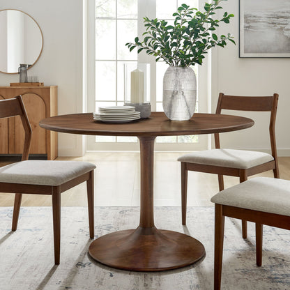 Lippa 48in round solid wood dining table with pedestal base and four chairs by Modway on Tampa Home & Garden Store